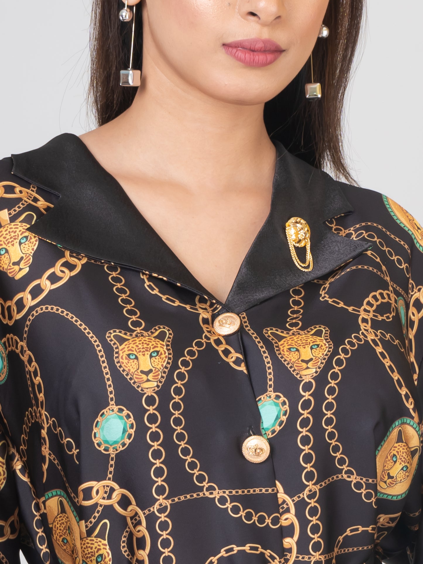 FGT ROYAL Women's Satin Shirts | Blazer style collar | #W 520