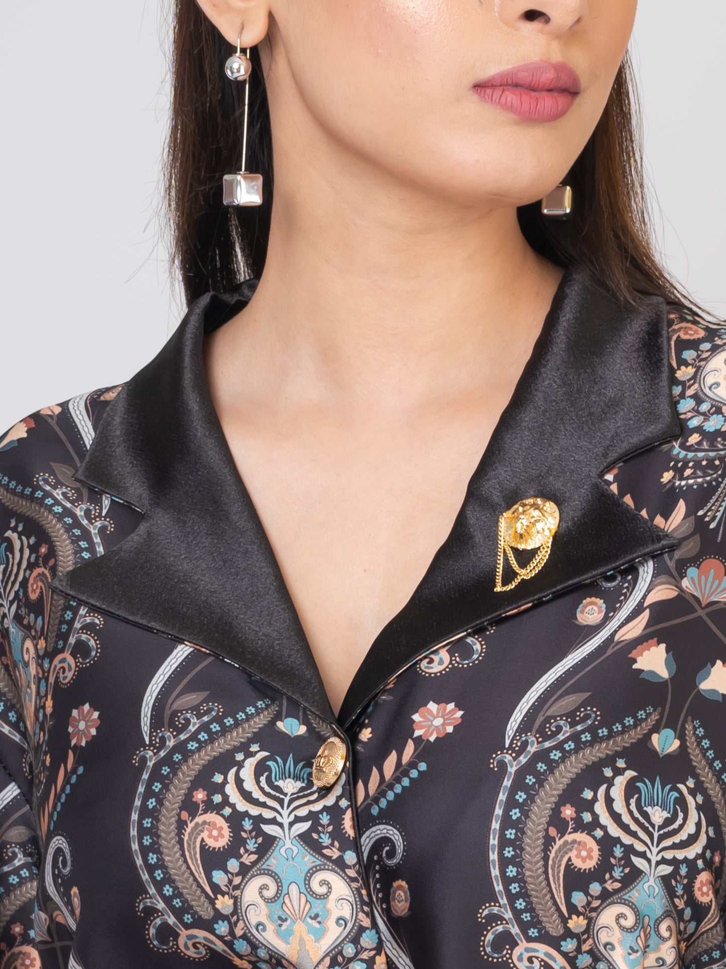 FGT ROYAL Women's Satin Shirts | Blazer style collar | #W 504