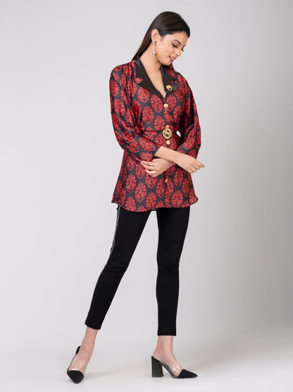 FGT ROYAL Women's Satin Shirts | Blazer style collar | #W 501