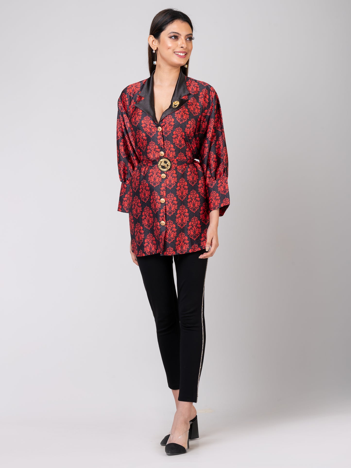 FGT ROYAL Women's Satin Shirts | Blazer style collar | #W 501