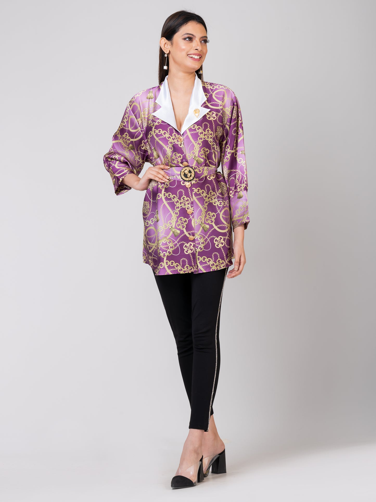 FGT ROYAL Women's Satin Shirts | Blazer style collar | #W 502