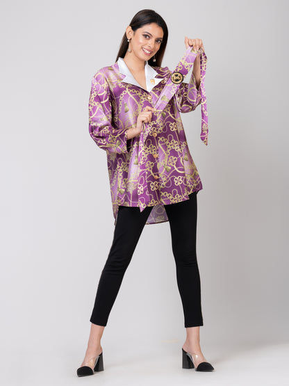 FGT ROYAL Women's Satin Shirts | Blazer style collar | #W 502